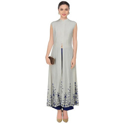 Long Linen Jacket Kurta With Pants