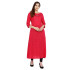 Women Red Embroidered Straight Kurta