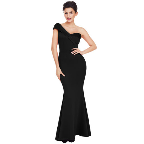 Black Long One Shoulder Party Dress